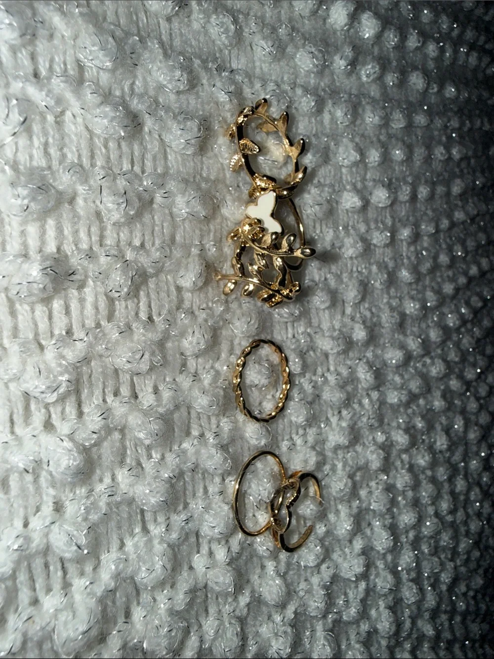 Gold Tone Women’s Stackable Rings Set - White Accent